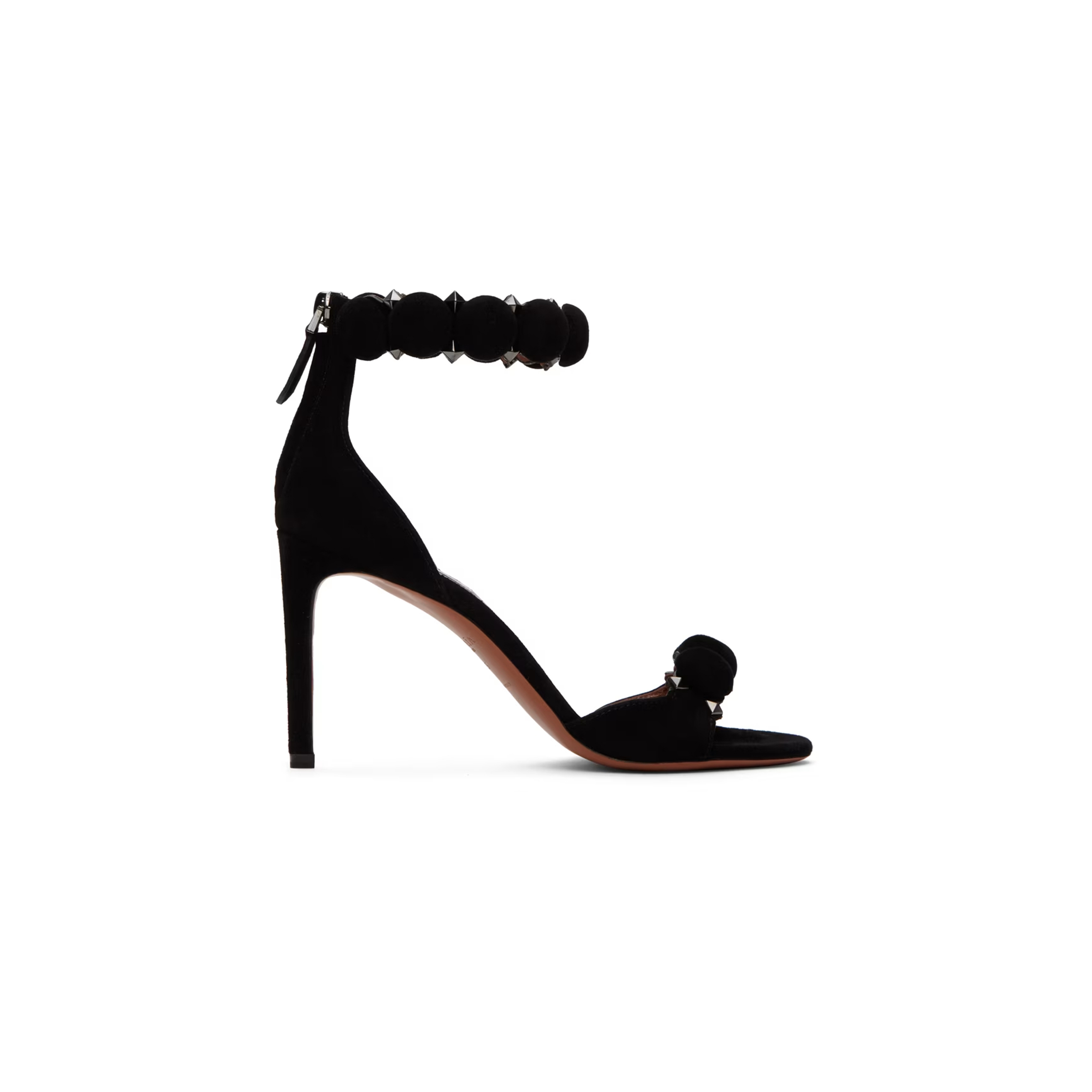 ALAÏA BLACK BOMBE HEELED SANDALS 241483F122000
